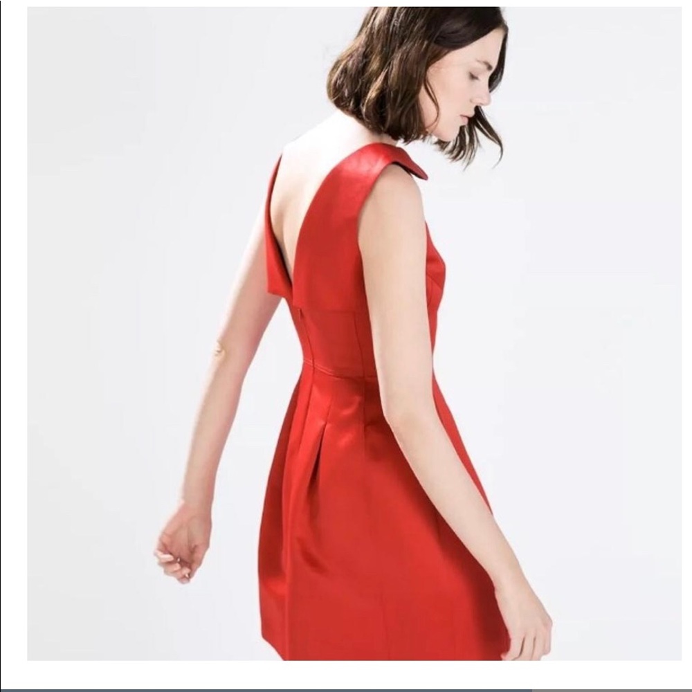 Zara Red Satin PeterPan Dress